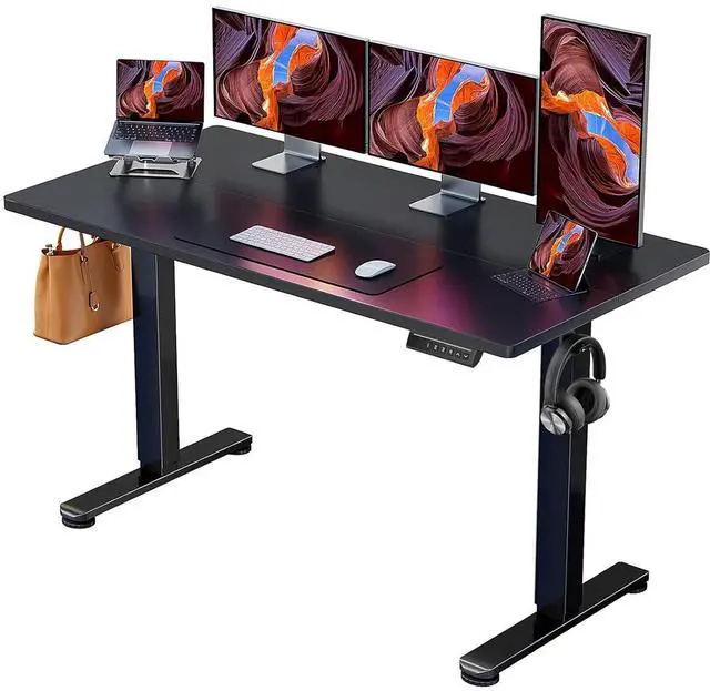Main image of ErGear Height Adjustable Electric Standing Desk, 63 x 28 Inches Sit Stand up Desk, Memory Computer Home Office Desk, Black