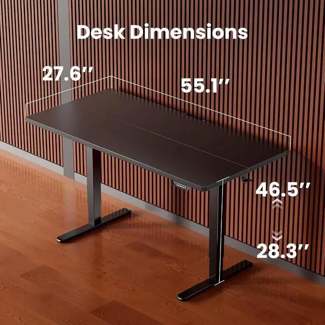 Alt view image 3 of 7 - ErGear 55 x 28 Inches Height Adjustable Electric Standing Desk, Sit Stand up Desk, Memory Computer Home Office Desk, Black
