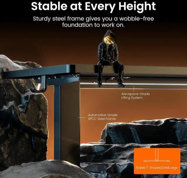 Alt view image 5 of 7 - ErGear Height Adjustable Electric Standing Desk, 40 x 24 Inches Sit Stand up Desk, Memory Computer Home Office Desk, Black