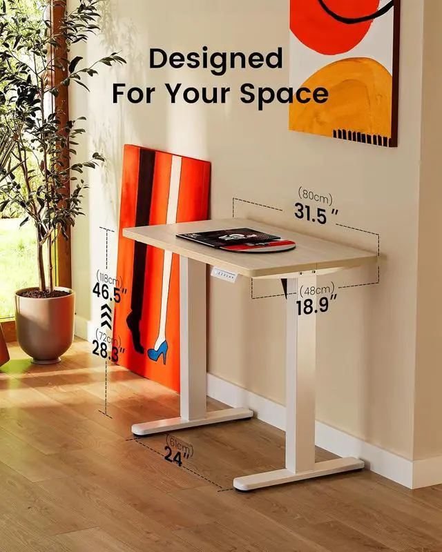 Alt view image 3 of 7 - ErGear Height Adjustable Electric Standing Desk, 32 x 19 Inches Sit Stand up Desk, Memory Computer Home Office Desk, Natural