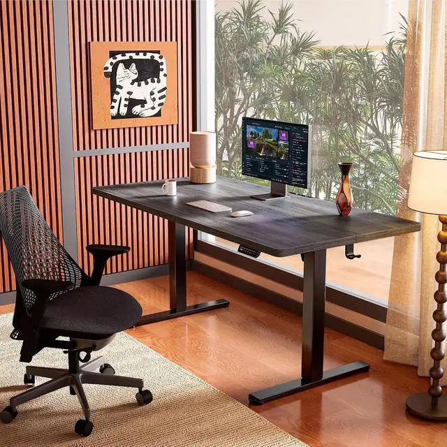 Alt view image 2 of 7 - ErGear Height Adjustable Electric Standing Desk, 40 x 24 Inches Sit Stand up Desk, Memory Computer Home Office Desk, Grey