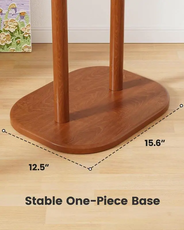 Alt view image 7 of 7 - Pipishell Coat Rack, Freestanding Hall Tree with 8 Hooks & Storage Shelf, Solid Wood Base, 66.3 Tall Coat Rack Stand for Coats, Hats, Bag in Entryway, Bedroom, Living Room, Brown