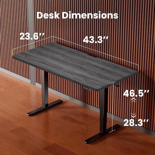 Alt view image 3 of 7 - ErGear Height Adjustable Electric Standing Desk, 44 x 24 Inches Sit Stand up Desk, Memory Computer Home Office Desk, Grey