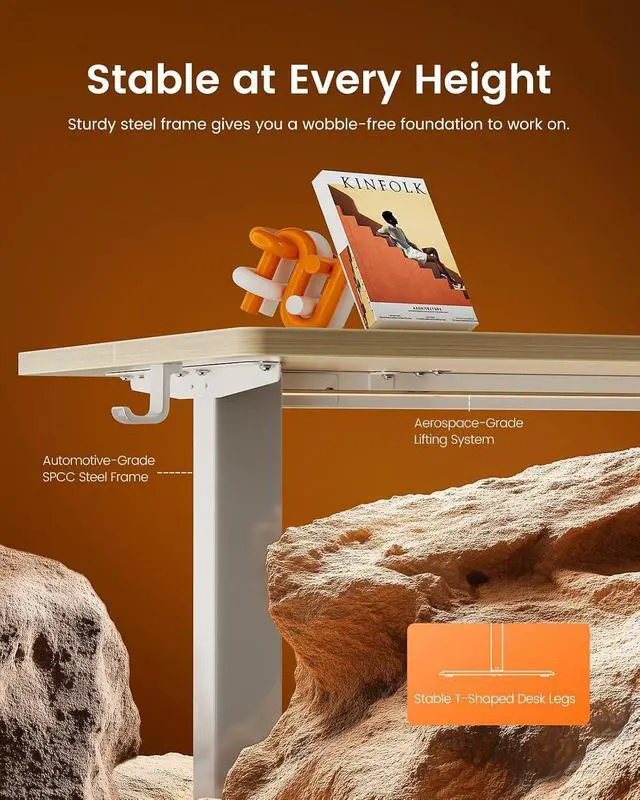 Alt view image 4 of 7 - ErGear Height Adjustable Electric Standing Desk, 71 x 30 Inches Sit Stand up Desk, Memory Computer Home Office Desk, Natural