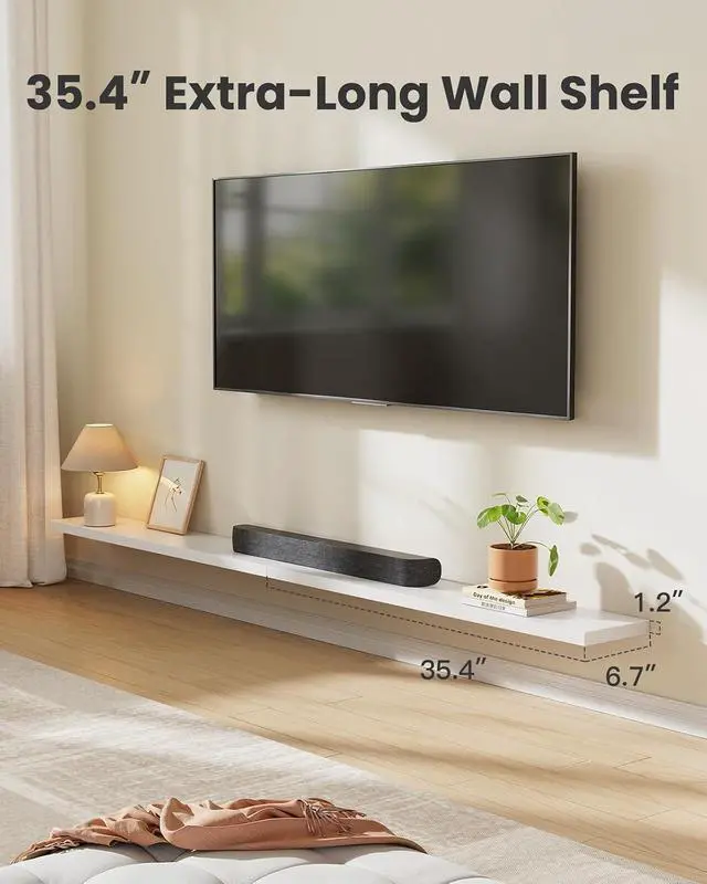 Alt view image 3 of 7 - AMADA HOMEFURNISHING 35.4" L Floating Shelves, Wall Shelves Set of 3 for Bathroom/Living Room/Bedroom/Kitchen, White Floating Shelves for Wall Decor with Invisible Brackets - AMFS45W