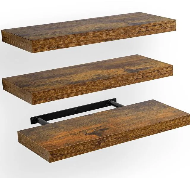 Main image of Amada 15.7" Floating Shelves for Wall Decor & Storage, Set of 3, Brown