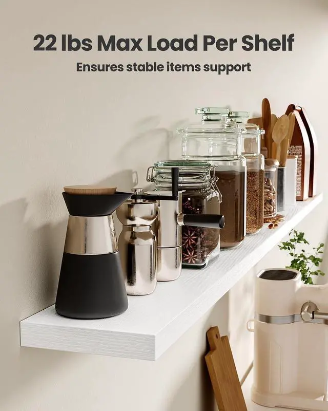 Alt view image 4 of 7 - AMADA HOMEFURNISHING 35.4" L Floating Shelves, Wall Shelves Set of 3 for Bathroom/Living Room/Bedroom/Kitchen, White Floating Shelves for Wall Decor with Invisible Brackets - AMFS45W