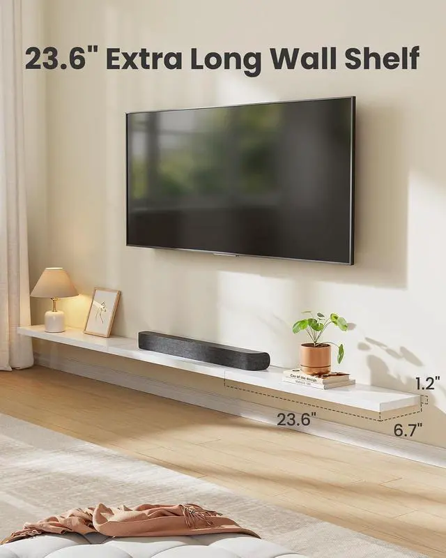Alt view image 3 of 7 - AMADA HOMEFURNISHING 23.6" L Floating Shelves, Wall Shelves Set of 3 for Bathroom/Living Room/Bedroom/Kitchen, White Floating Shelves for Wall Decor with Invisible Brackets - AMFS44W