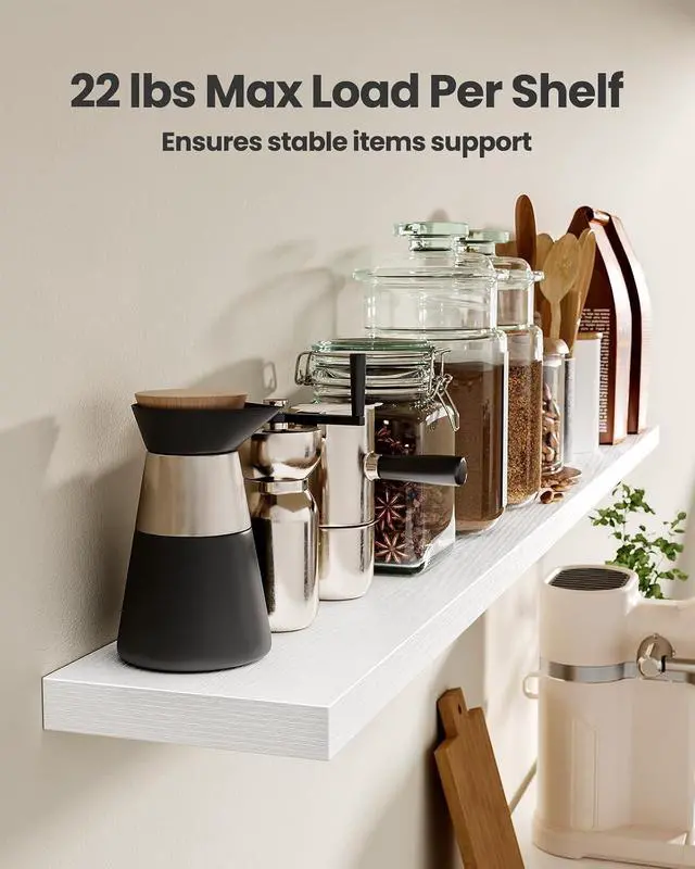 Alt view image 5 of 7 - AMADA HOMEFURNISHING 23.6" L Floating Shelves, Wall Shelves Set of 3 for Bathroom/Living Room/Bedroom/Kitchen, White Floating Shelves for Wall Decor with Invisible Brackets - AMFS44W