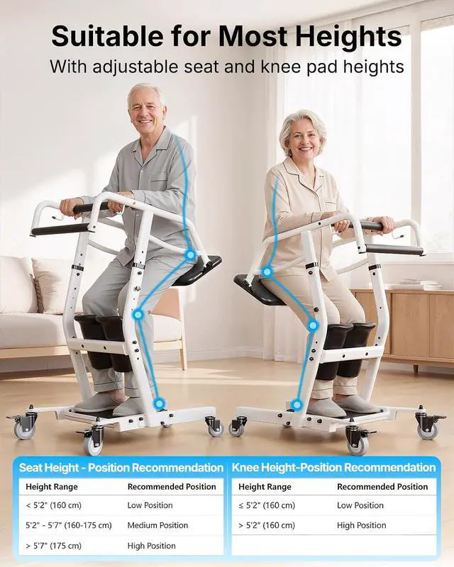 Alt view image 3 of 7 - PERLECARE Sit to Stand Lift for Elderly, Stand Assist with Adjustable Height Options, Safety Belt and Lockable Smooth Casters, Easy Operation, Ideal for Post-Surgery Recovery and Disabled Individuals