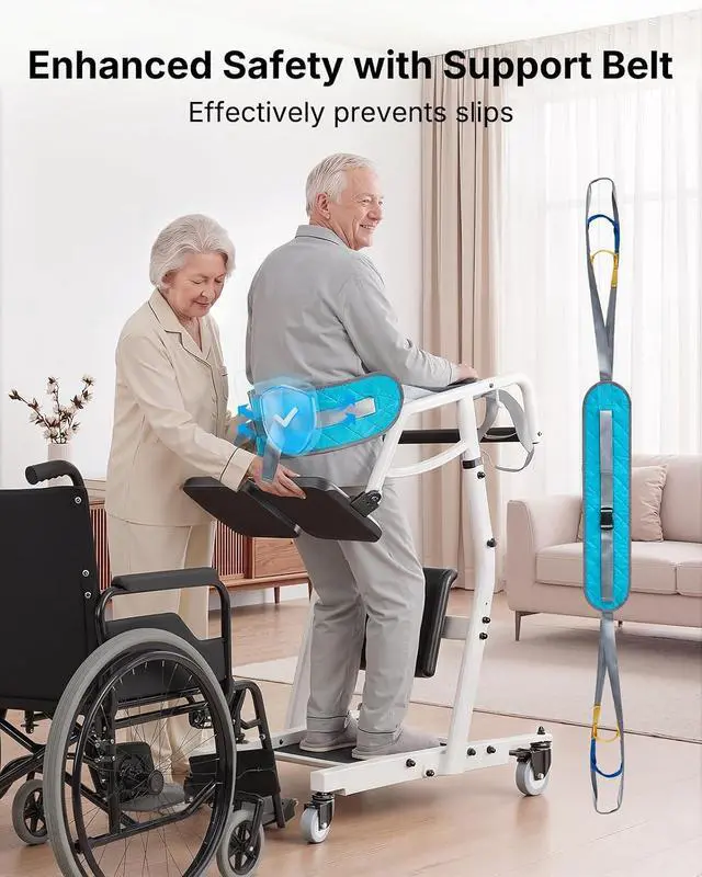 Alt view image 4 of 7 - PERLECARE Sit to Stand Lift for Elderly, Stand Assist with Adjustable Height Options, Safety Belt and Lockable Smooth Casters, Easy Operation, Ideal for Post-Surgery Recovery and Disabled Individuals