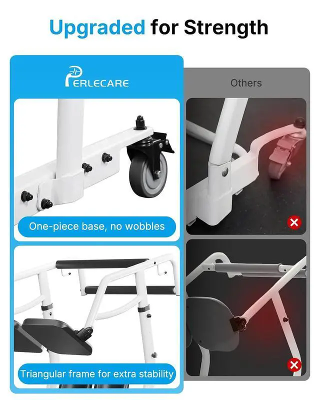 Alt view image 5 of 7 - PERLECARE Sit to Stand Lift for Elderly, Stand Assist with Adjustable Height Options, Safety Belt and Lockable Smooth Casters, Easy Operation, Ideal for Post-Surgery Recovery and Disabled Individuals