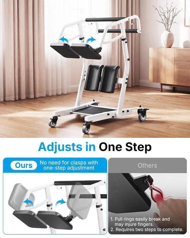 Alt view image 6 of 7 - PERLECARE Sit to Stand Lift for Elderly, Stand Assist with Adjustable Height Options, Safety Belt and Lockable Smooth Casters, Easy Operation, Ideal for Post-Surgery Recovery and Disabled Individuals