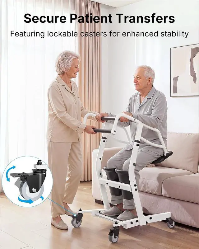 Alt view image 7 of 7 - PERLECARE Sit to Stand Lift for Elderly, Stand Assist with Adjustable Height Options, Safety Belt and Lockable Smooth Casters, Easy Operation, Ideal for Post-Surgery Recovery and Disabled Individuals