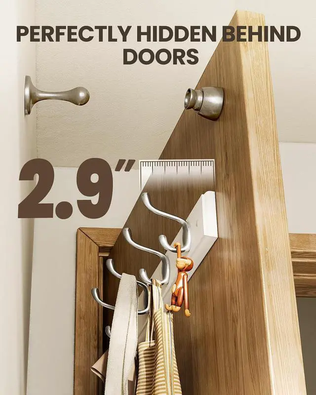 Alt view image 5 of 7 - AMADA HOMEFURNISHING Coat Rack Wall Mount 2 Pack, Coat Hooks Wall Hooks Coat Hangers for Wall, Hat Racks Hooks for Hanging Coats Wall Mounted, 15.7" L x 2.8" W x 0.6" H, White