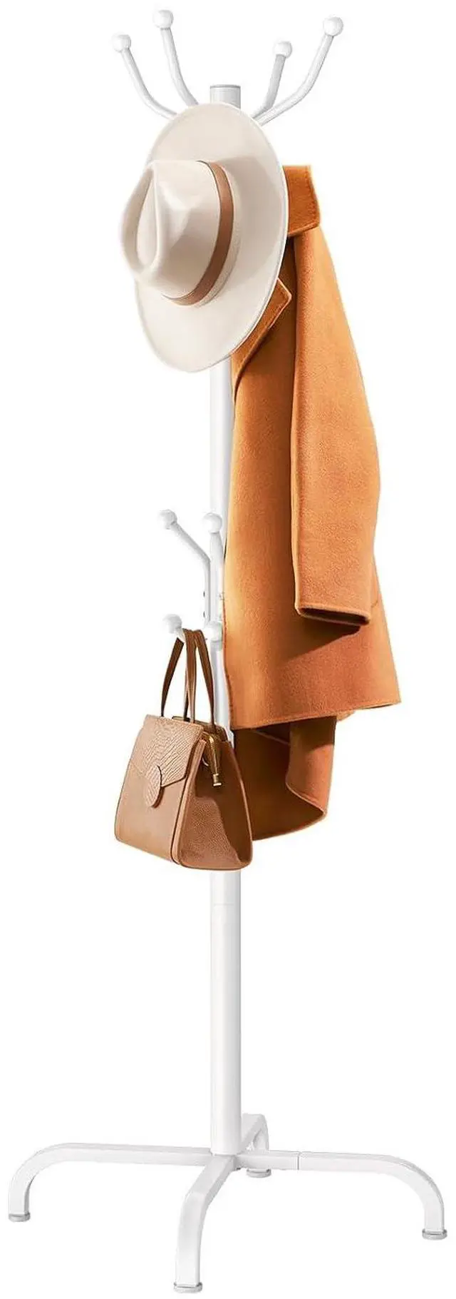 Main image of Pipishell Coat Rack with 14 Hooks, Freestanding Coat Rack Stand for Entryway, Hallway, Bedroom, and Office, Metal Coat Tree & Hat Rack for Coats, Hats, and Bags, White