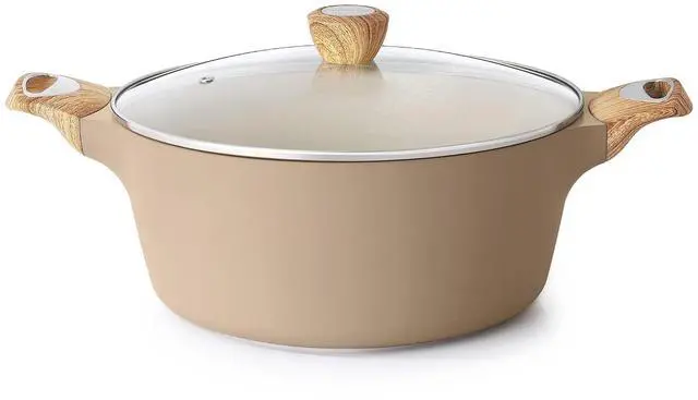 Main image of Ceramic Nonstick Stock Pot with Lid, 2.6/4.5/6.6/8.5/11 QT Soup Pot Casserole Pot, Non-toxic Healthy Pasta Pot, Large Cooking Pot Stew Pot, Induction Compatible, PFOA PFAS PTFE Free, Taupe