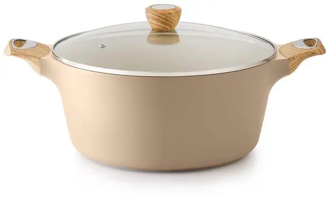Main image of Ceramic Nonstick Stock Pot with Lid, 2.6/4.5/6.6/8.5/11 QT Soup Pot Casserole Pot, Non-toxic Healthy Pasta Pot, Large Cooking Pot Stew Pot, Induction Compatible, PFOA PFAS PTFE Free, Taupe