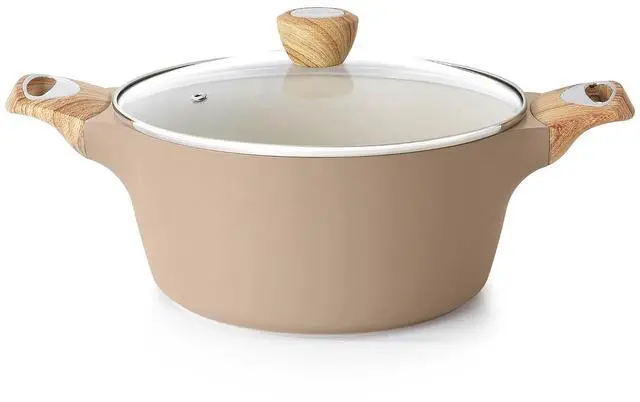 Main image of Ceramic Nonstick Stock Pot with Lid, 2.6/4.5/6.6/8.5/11 QT Soup Pot Casserole Pot, Non-toxic Healthy Pasta Pot, Large Cooking Pot Stew Pot, Induction Compatible, PFOA PFAS PTFE Free, Taupe