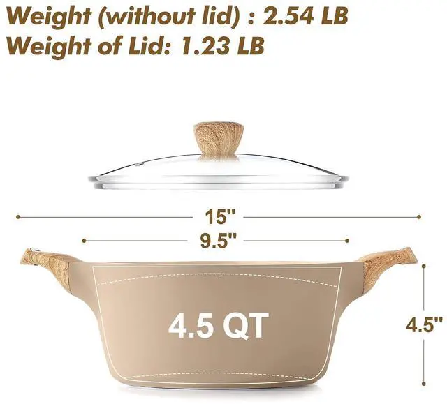 Alt view image 6 of 7 - Ceramic Nonstick Stock Pot with Lid, 2.6/4.5/6.6/8.5/11 QT Soup Pot Casserole Pot, Non-toxic Healthy Pasta Pot, Large Cooking Pot Stew Pot, Induction Compatible, PFOA PFAS PTFE Free, Taupe