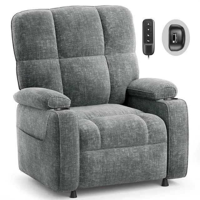 Main image of AMADA HOMEFURNISHING Power Recliner Chair for Adults, Infinite Adjustable Chenille Electric Recliner with Cup Holder, Remote, USB Port, Side Pockets & Thick Seat Cushion, for Living Room & Bedroom