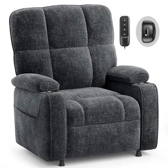 Main image of AMADA HOMEFURNISHING Power Recliner Chair for Adults, Infinite Adjustable Chenille Electric Recliner with Cup Holder, Remote, USB Port, Side Pockets & Thick Seat Cushion, for Living Room & Bedroom