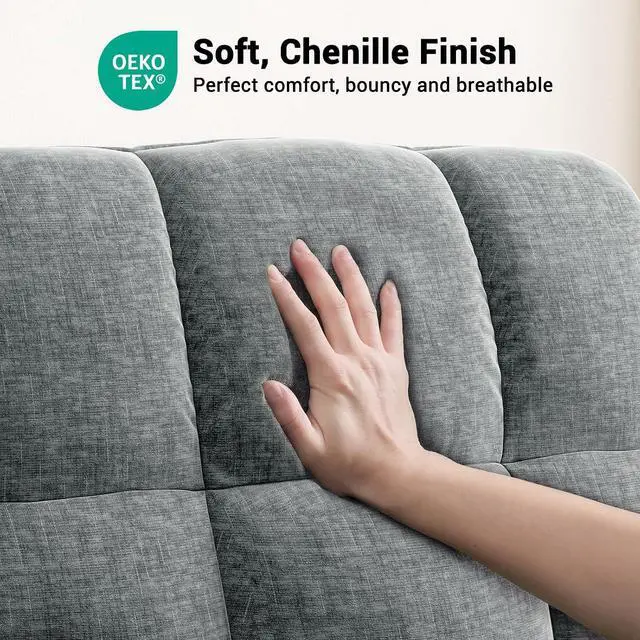 Alt view image 7 of 7 - AMADA HOMEFURNISHING Power Recliner Chair for Adults, One-Touch Synchronized Electric Recliner with USB Ports, Cup Holder & Side Pockets, Thick Seat Cushion, Chenille, Living Room & Bedroom