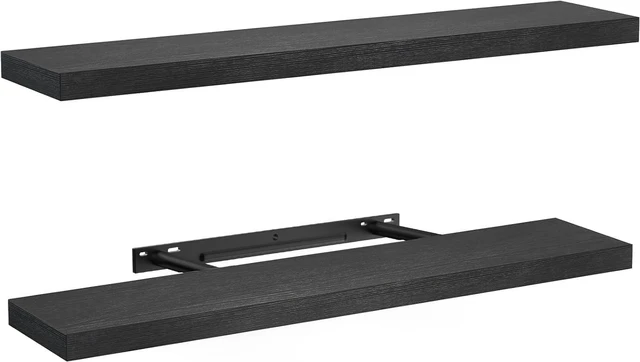 Main image of Amada 32 Inch Floating Shelves with Invisible Brackets, Set of 2, Black