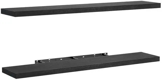 Main image of AMADA HOMEFURNISHING Floating Shelves Wall Mounted, 47 x 8 Inch Wall Shelves for Bathroom, Bedroom, Living Room, Black Shelves Set of 2