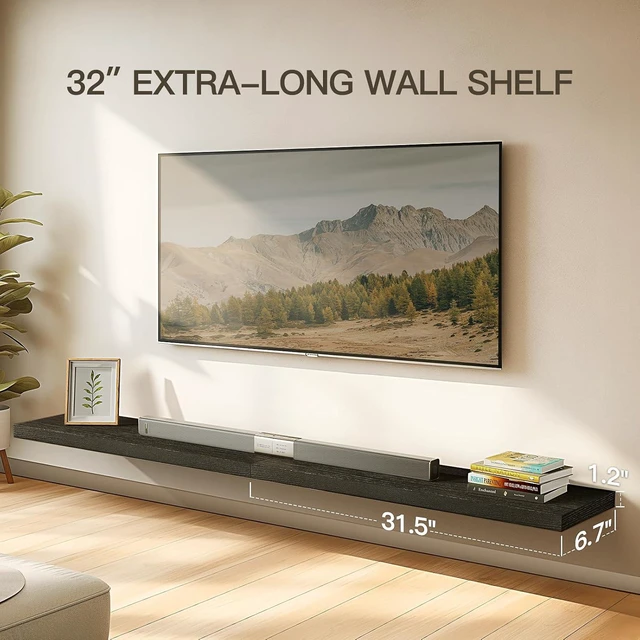 Alt view image 4 of 7 - Amada 32 Inch Floating Shelves with Invisible Brackets, Set of 2, Black