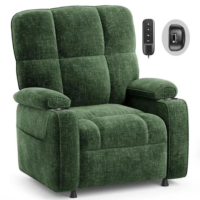 Main image of AMADA HOMEFURNISHING Power Recliner Chair for Adults, Infinite Adjustable Chenille Electric Recliner with Cup Holder, Remote, USB Port, Side Pockets & Thick Seat Cushion, for Living Room & Bedroom