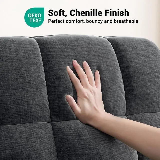 Alt view image 7 of 7 - AMADA HOMEFURNISHING Power Recliner Chair for Adults, One-Touch Synchronized Electric Recliner with USB Ports, Cup Holder & Side Pockets, Thick Seat Cushion, Chenille, Living Room & Bedroom