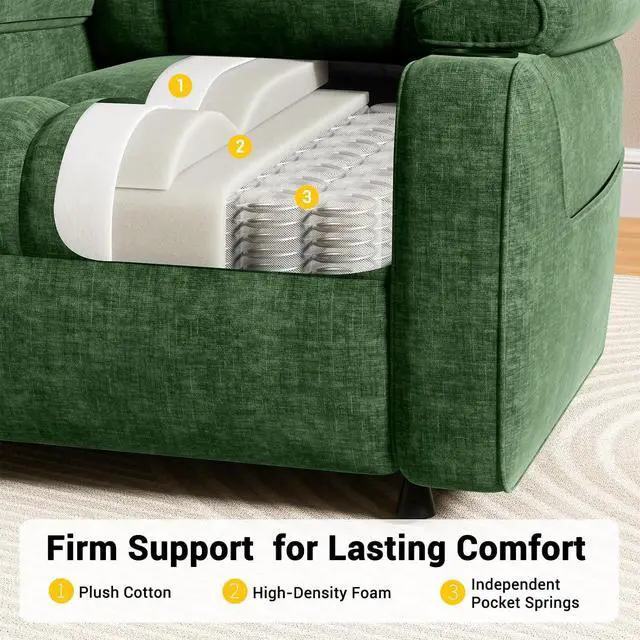 Alt view image 5 of 7 - AMADA HOMEFURNISHING Power Recliner Chair for Adults, One-Touch Synchronized Electric Recliner with USB Ports, Cup Holder & Side Pockets, Thick Seat Cushion, Chenille, Living Room & Bedroom