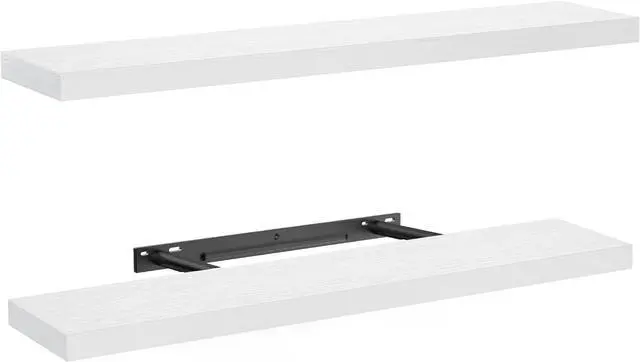 Main image of AMADA HOMEFURNISHING Floating Shelves Wall Mounted, 32 x 7 Inch Wall Shelves for Bathroom, Bedroom, Living Room, White Shelves Set of 2
