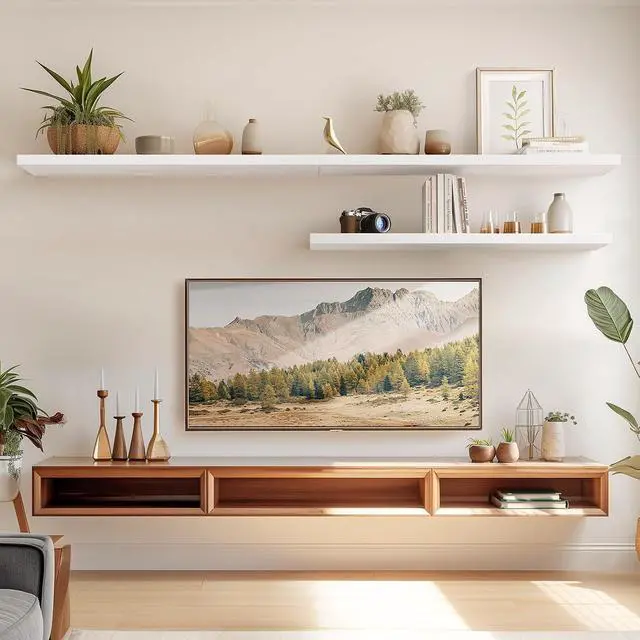 Alt view image 2 of 7 - AMADA HOMEFURNISHING Floating Shelves Wall Mounted, 32 x 7 Inch Wall Shelves for Bathroom, Bedroom, Living Room, White Shelves Set of 2