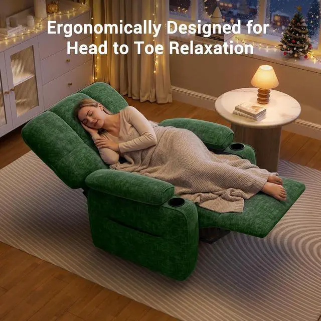 Alt view image 3 of 7 - AMADA HOMEFURNISHING Power Recliner Chair for Adults, One-Touch Synchronized Electric Recliner with USB Ports, Cup Holder & Side Pockets, Thick Seat Cushion, Chenille, Living Room & Bedroom