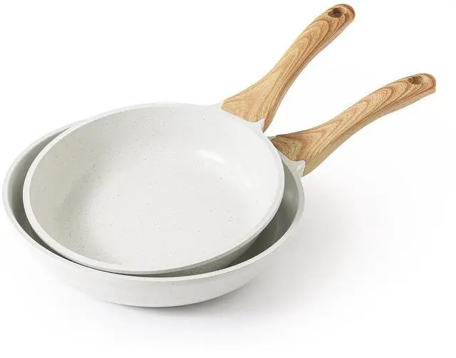 Main image of Nonstick Frying Pan Skillets, White Ceramic Coating Omelette Pans, Healthy Cookware Chef's Pan, PTFE & PFAS Free (9.5+11 Inch)