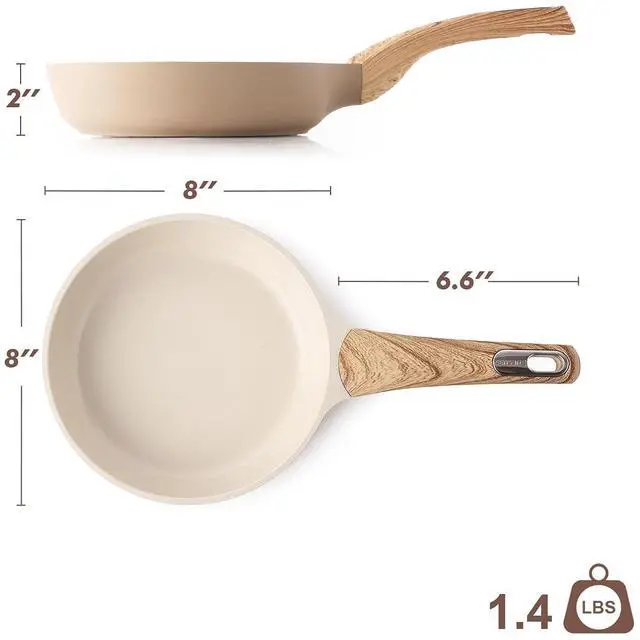 Alt view image 2 of 3 - Nonstick Frying Pan Skillet, Egg pan, Omelette Pan, Healthy Cookware Chef's Pan, PFOA Free, 8 Inch, Taupe