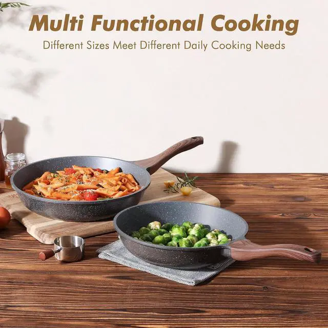 Alt view image 5 of 6 - Nonstick Frying Pan Skillets, Swiss Granite Coating Omelette Pans, Healthy Cookware Chef's Pans, Free of Intentionally Added PFOA (10+12 Inch)