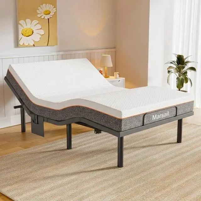 Main image of AMADA HOMEFURNISHING Queen Adjustable Bed Frame and 10 Inch Gel Memory Foam Mattress Set, Head & Foot Incline, Wireless Remote, USB Ports, LED Night Light