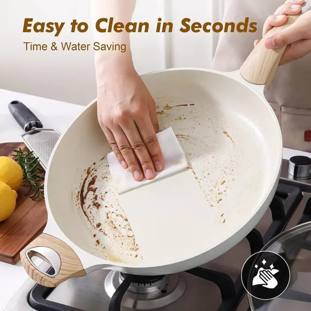 Alt view image 7 of 7 - Ceramic Nonstick Frying Pan Skillet 12.5Inch Non Stick Pan with Ergonomic Handle, Non-toxic Healthy Large Cooking Chef's Pan, Free of Intentionally Added PFOA/PFAS/PTFE, Induction Compatible