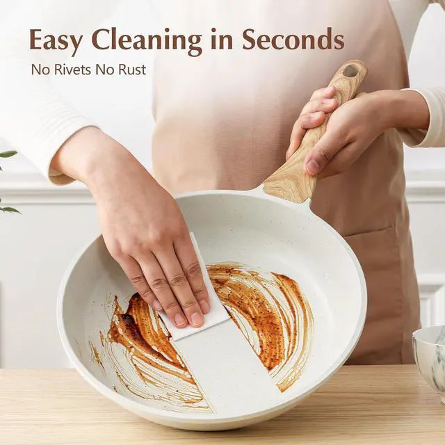 Alt view image 6 of 7 - Nonstick Ceramic Frying Pan Skillet with Lid, 12.5 Inch Omelet Pan, Healthy Non Toxic Chefs Pan, Induction Compatible Egg Pan with Heat Resistant Handle, Free of Intentionally Added PFAS/PTFE