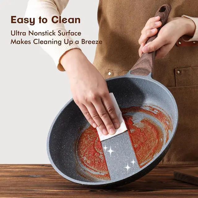Alt view image 4 of 7 - Nonstick Frying Pan Skillet, Swiss Granite Coating Omelette Pan, Healthy Stone Cookware Chef's Pan, PFOA Free (8/9.5/10/11/12.5 Inch) (10 Inch)