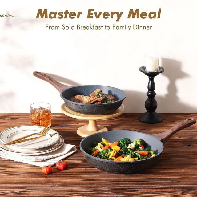 Alt view image 6 of 7 - Nonstick Frying Pan Skillets, Swiss Granite Coating Omelette Pans, Healthy Cookware Chef's Pans, Free of Intentionally Added PFOA (9.5+11 Inch)