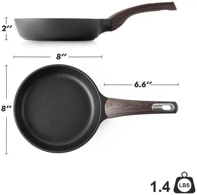 Alt view image 7 of 7 - Nonstick Frying Pan Skillet 8Inch Non Stick Egg Pan Omelette Pans, Healthy Kitchen Cooking Chef's Pan, Free of Intentionally Added PFOA/PFOS, Induction Compatible, Black