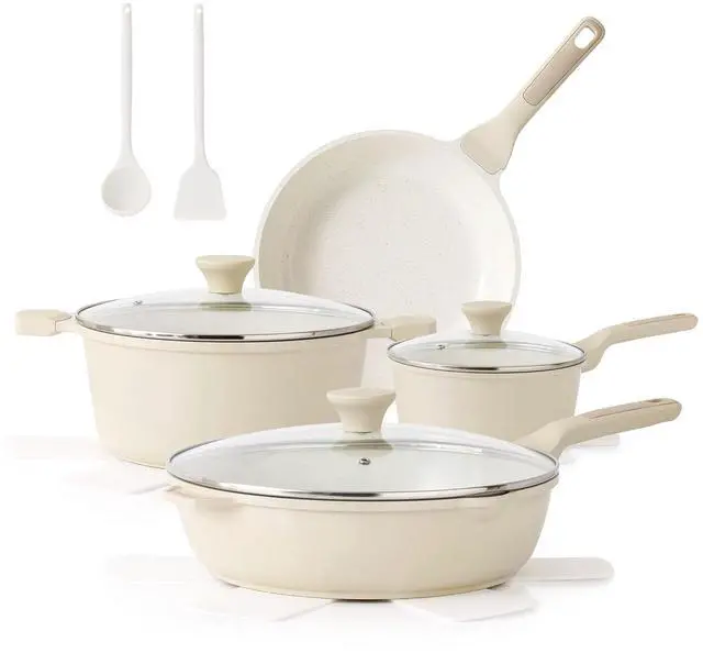 Main image of Nonstick Ceramic Cookware Set Large-Size 13-Piece, Healthy Pots and Pans Set, Non-toxic Kitchen Cooking Set with Stay-Cool Handles, PFAS and PFOA Free, Cream White