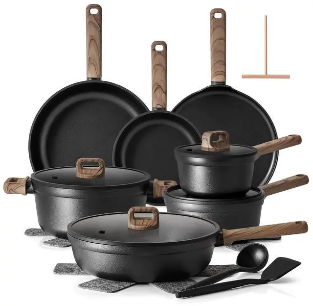Main image of 20Pcs Nonstick Pots and Pans Set, Black Non Stick Cookware Set, Healthy Kitchen Cooking Set, Induction Compatible, Dishwasher Safe, PFOA/PFOS Free