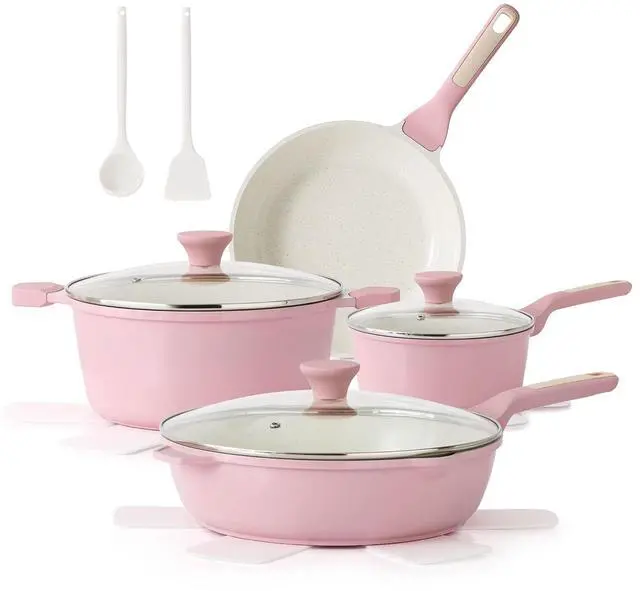 Main image of Nonstick Ceramic Cookware Set Large 13-Piece, Healthy Pots and Pans Set Dishwasher Safe, Non-toxic Kitchen Cooking Set with Stay-Cool Handles, Induction Compatible, PFAS Free, Pink