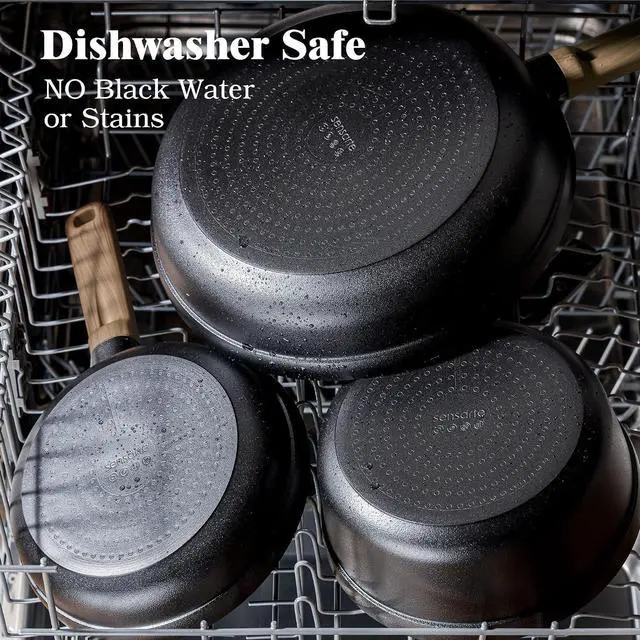 Alt view image 4 of 7 - 20Pcs Nonstick Pots and Pans Set, Black Non Stick Cookware Set, Healthy Kitchen Cooking Set, Induction Compatible, Dishwasher Safe, PFOA/PFOS Free