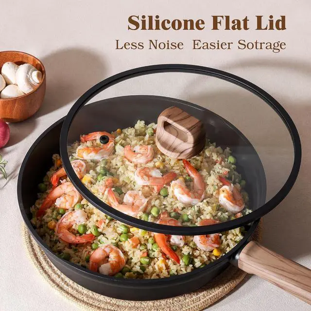 Alt view image 7 of 7 - 20Pcs Nonstick Pots and Pans Set, Black Non Stick Cookware Set, Healthy Kitchen Cooking Set, Induction Compatible, Dishwasher Safe, PFOA/PFOS Free